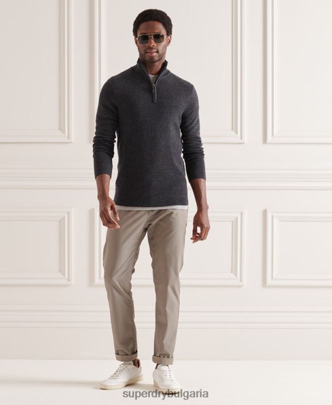 Superdry облекло N00H1339 тъмно сив мъже мериносов джъмпър