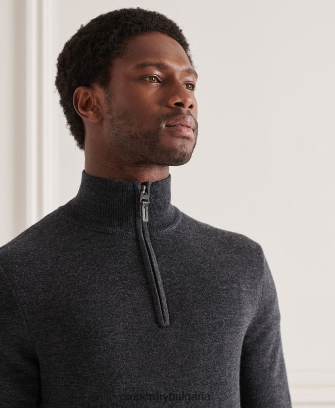 Superdry облекло N00H1339 тъмно сив мъже мериносов джъмпър