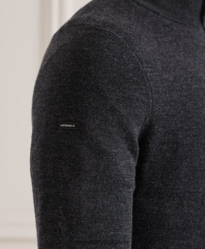 Superdry облекло N00H1339 тъмно сив мъже мериносов джъмпър