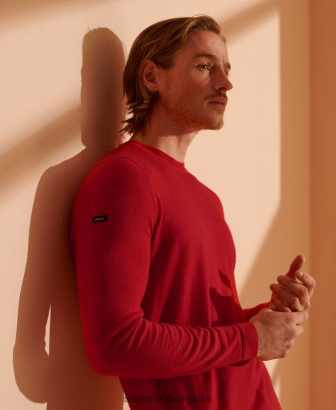 Superdry облекло N00H1341 червен мъже лек мериносов джъмпер