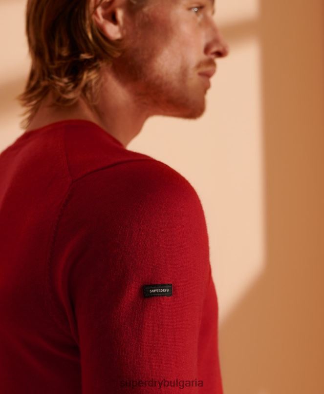 Superdry облекло N00H1341 червен мъже лек мериносов джъмпер
