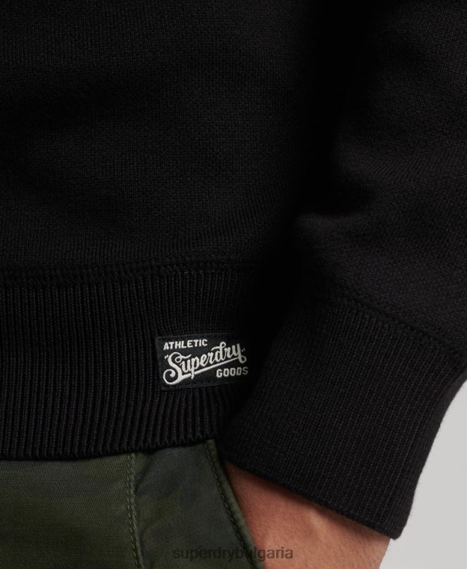Superdry облекло N00H1342 черен мъже ретро университетска плетка