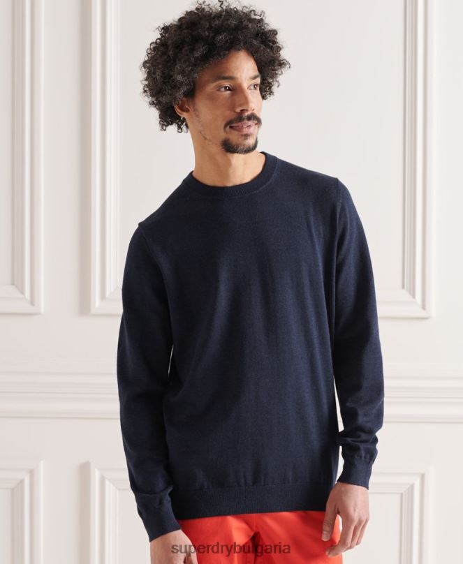 Superdry облекло N00H1343 военноморски флот мъже плетен джъмпер coolmax crew