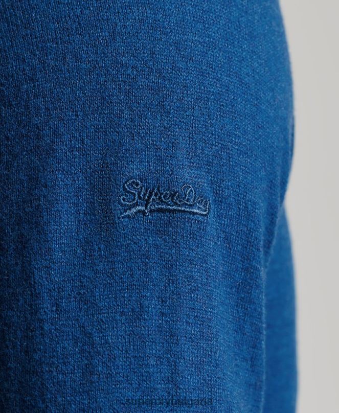 Superdry облекло N00H1344 син мъже кашмирен пуловер от органичен памук