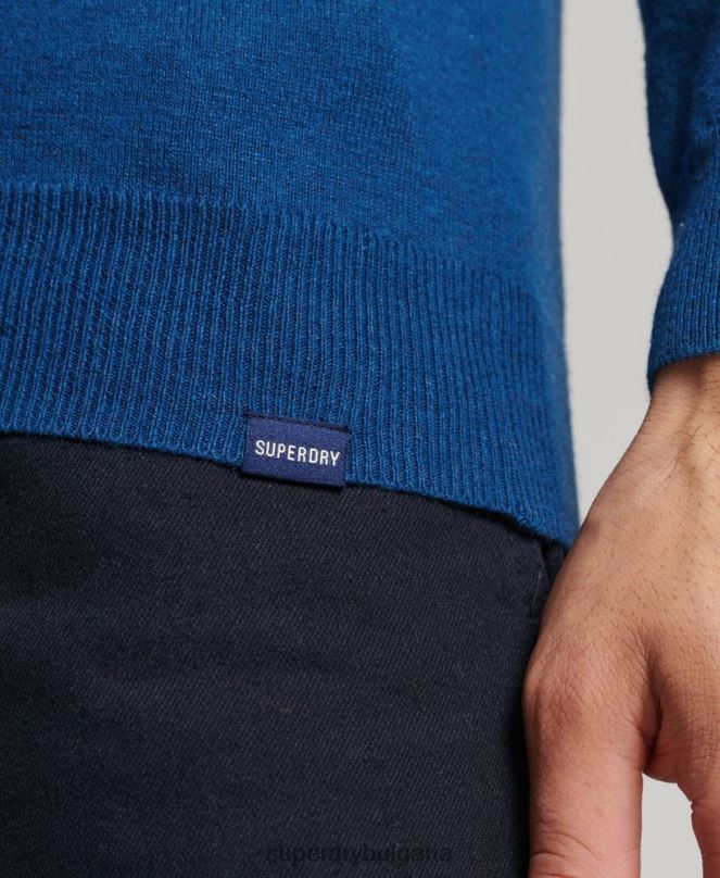 Superdry облекло N00H1344 син мъже кашмирен пуловер от органичен памук
