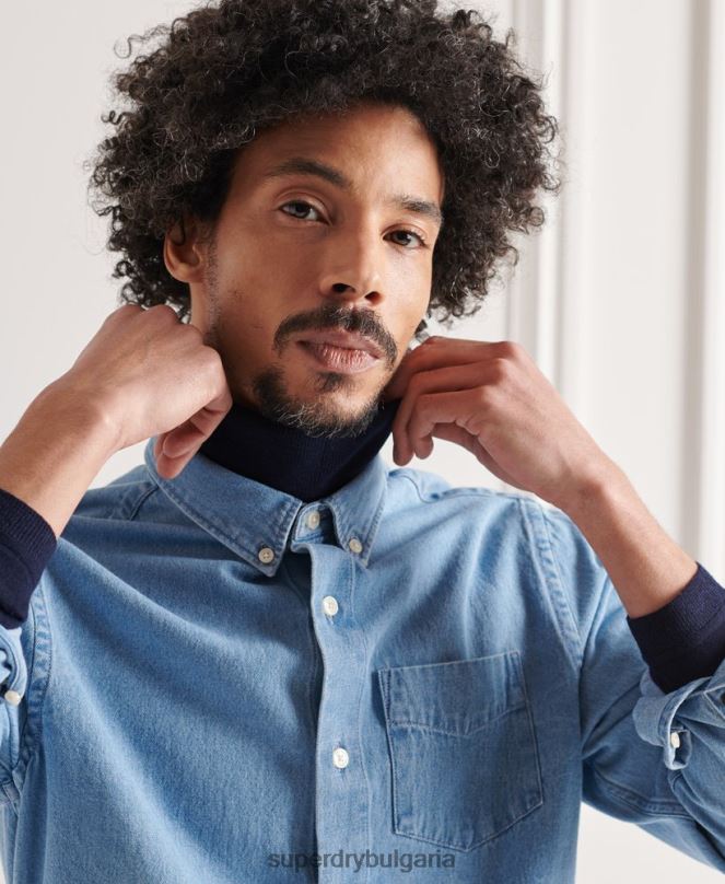 Superdry облекло N00H1346 военноморски флот мъже мериносов пуловер с деколте
