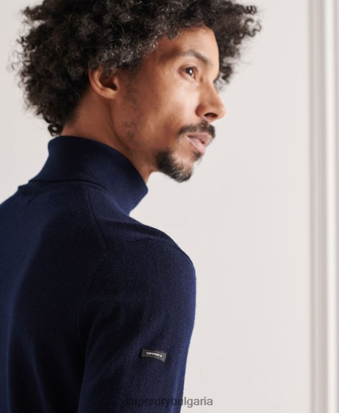 Superdry облекло N00H1346 военноморски флот мъже мериносов пуловер с деколте
