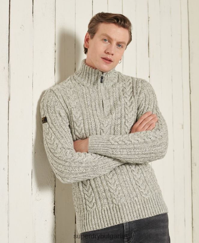 Superdry облекло N00H1347 сиво мъже Джейкъб Хенли джъмпер