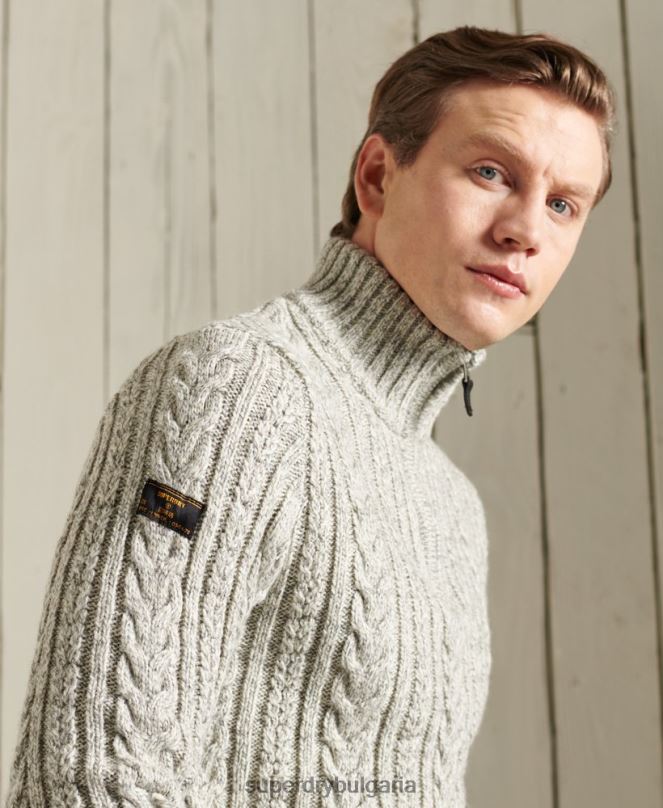 Superdry облекло N00H1347 сиво мъже Джейкъб Хенли джъмпер