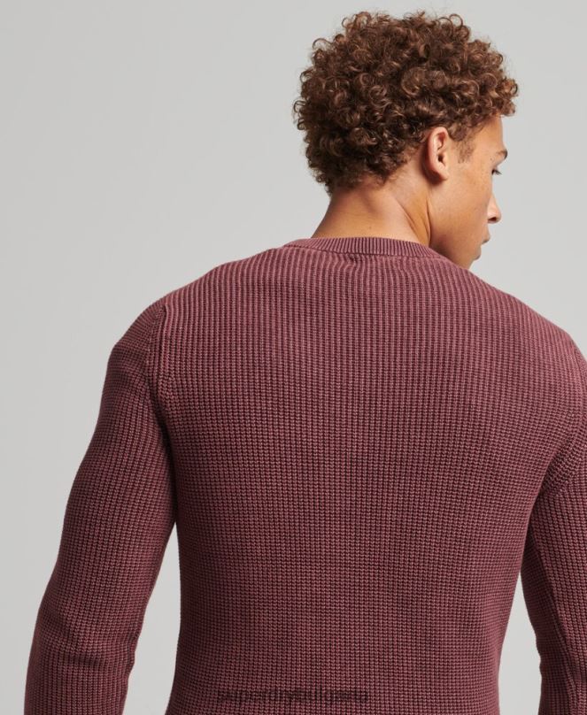Superdry облекло N00H1348 червен мъже академично боядисан текстуриран пуловер