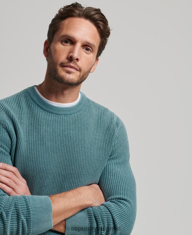 Superdry облекло N00H1349 син мъже академично боядисан текстуриран пуловер