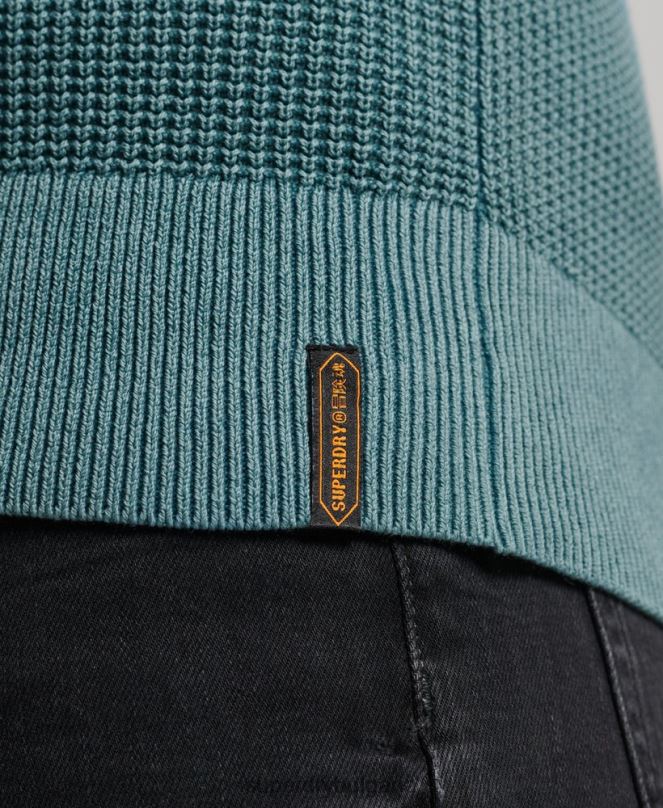Superdry облекло N00H1349 син мъже академично боядисан текстуриран пуловер