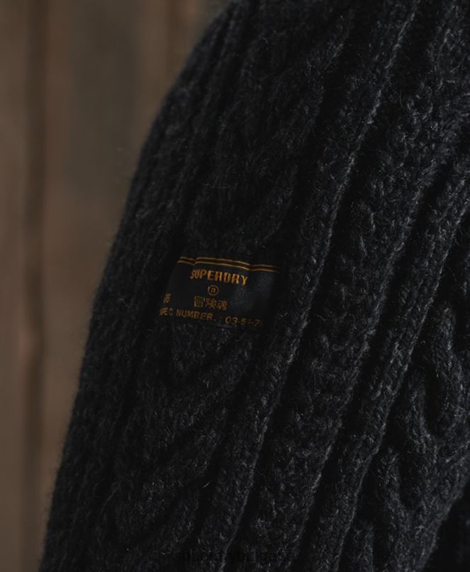 Superdry облекло N00H1350 черен мъже Джейкъб Хенли джъмпер