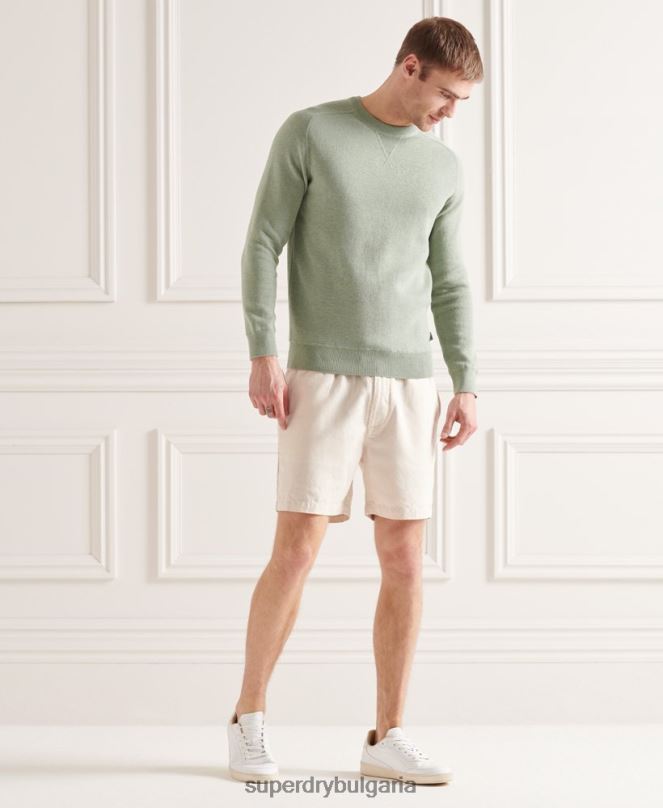 Superdry облекло N00H1354 зелено мъже незаменим памучен пуловер