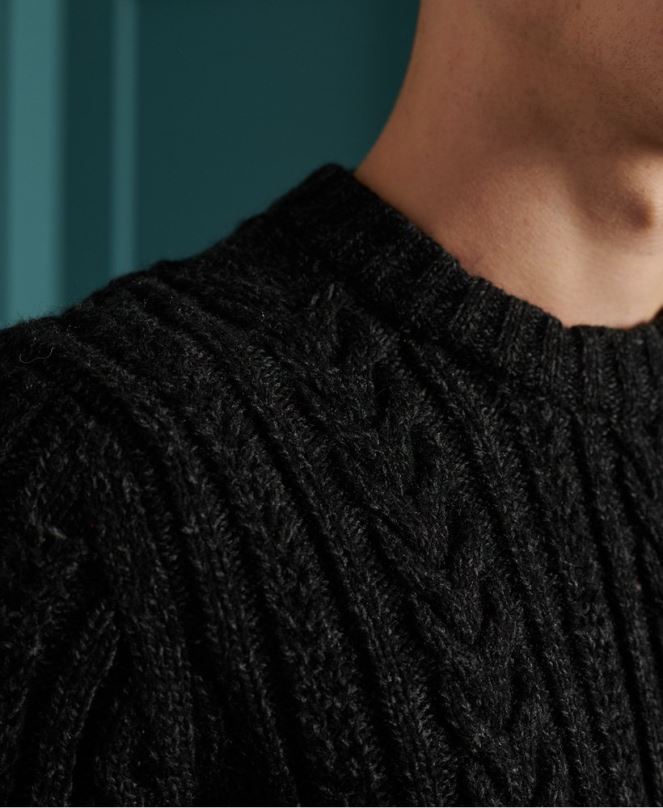 Superdry облекло N00H1355 черен мъже jacob cable crew jumper