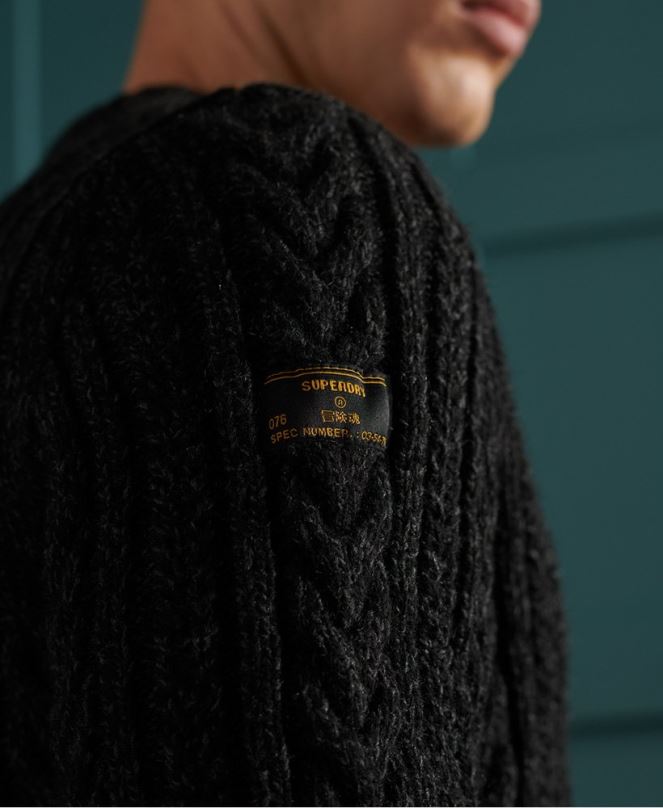 Superdry облекло N00H1355 черен мъже jacob cable crew jumper