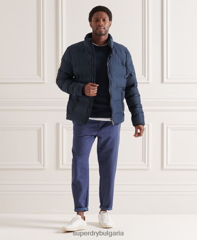Superdry облекло N00H1356 военноморски флот мъже supima текстуриран пуловер на екипажа