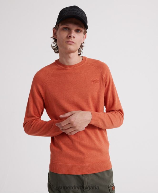 Superdry облекло N00H1359 оранжево мъже памучен пуловер с оранжев етикет