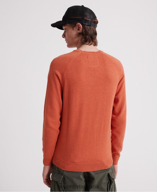 Superdry облекло N00H1359 оранжево мъже памучен пуловер с оранжев етикет