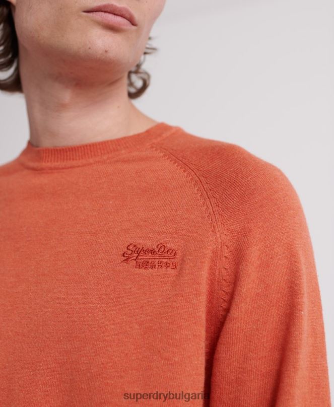 Superdry облекло N00H1359 оранжево мъже памучен пуловер с оранжев етикет
