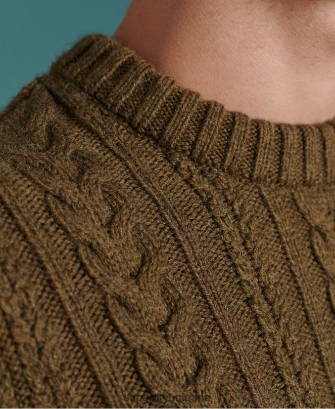 Superdry облекло N00H1363 зелено мъже jacob cable crew jumper