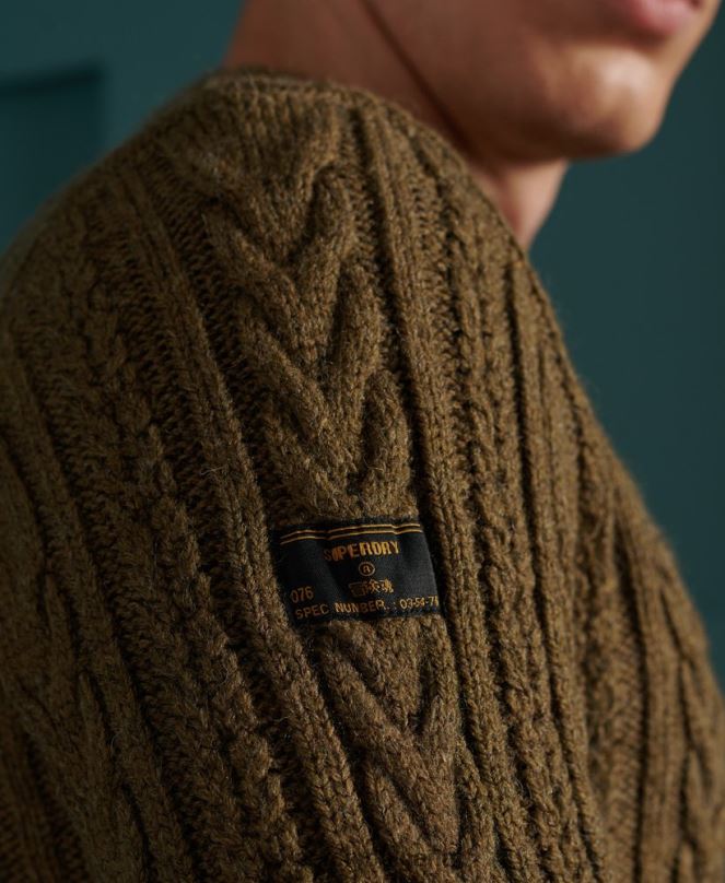 Superdry облекло N00H1363 зелено мъже jacob cable crew jumper