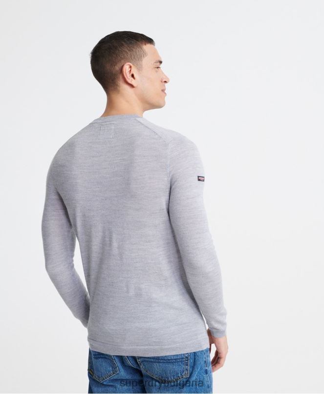 Superdry облекло N00H1366 светло сив мъже редактиране на мериносов джъмпер