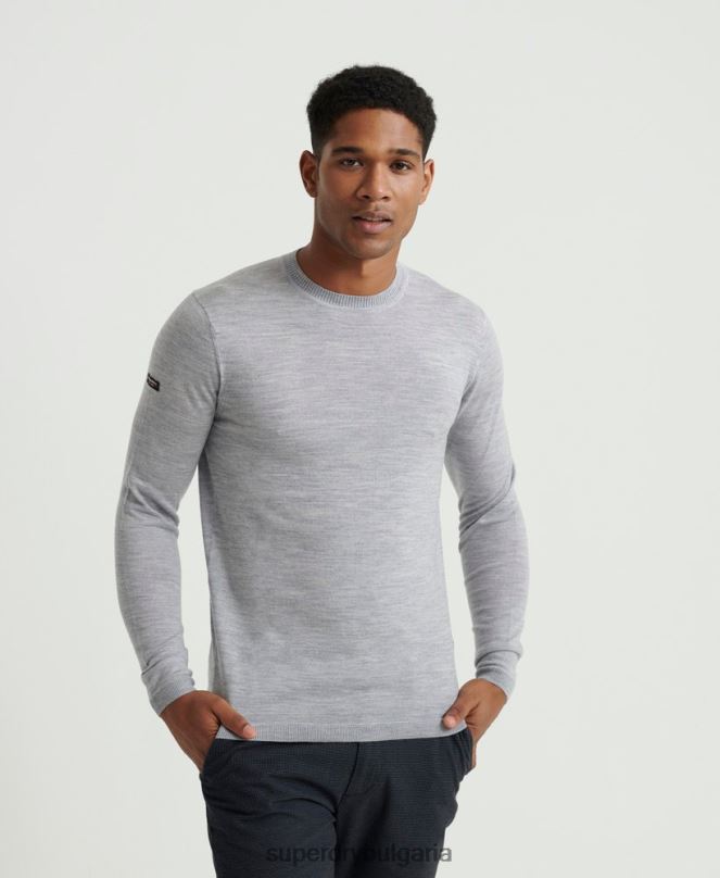 Superdry облекло N00H1367 светло сив мъже редактиране на мериносов джъмпер