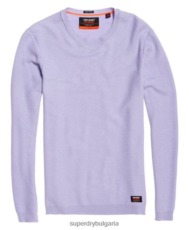 Superdry облекло N00H1368 лилаво мъже памучен пуловер Supima