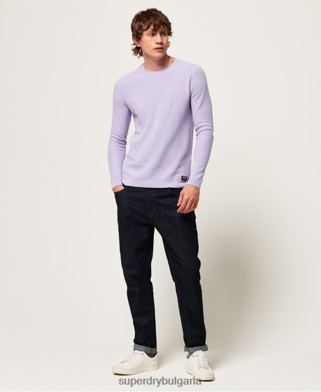 Superdry облекло N00H1368 лилаво мъже памучен пуловер Supima