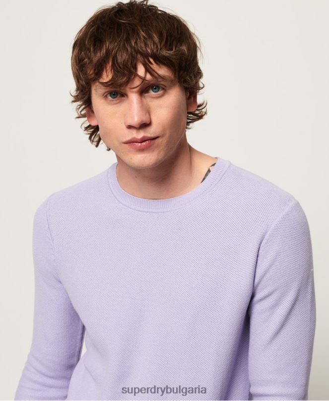 Superdry облекло N00H1368 лилаво мъже памучен пуловер Supima