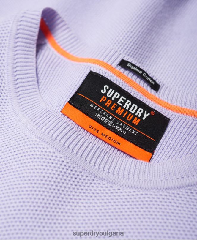Superdry облекло N00H1368 лилаво мъже памучен пуловер Supima