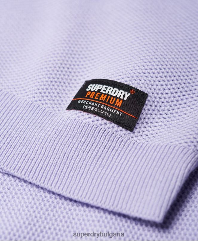 Superdry облекло N00H1368 лилаво мъже памучен пуловер Supima