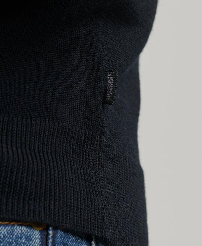 Superdry облекло N00H1534 черен мъже трикотажно горнище с кръгло деколте от мерино