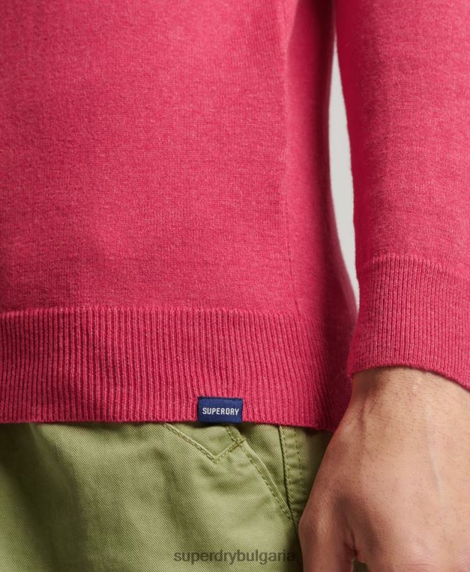 Superdry облекло N00H5245 червен мъже кашмирен пуловер от органичен памук