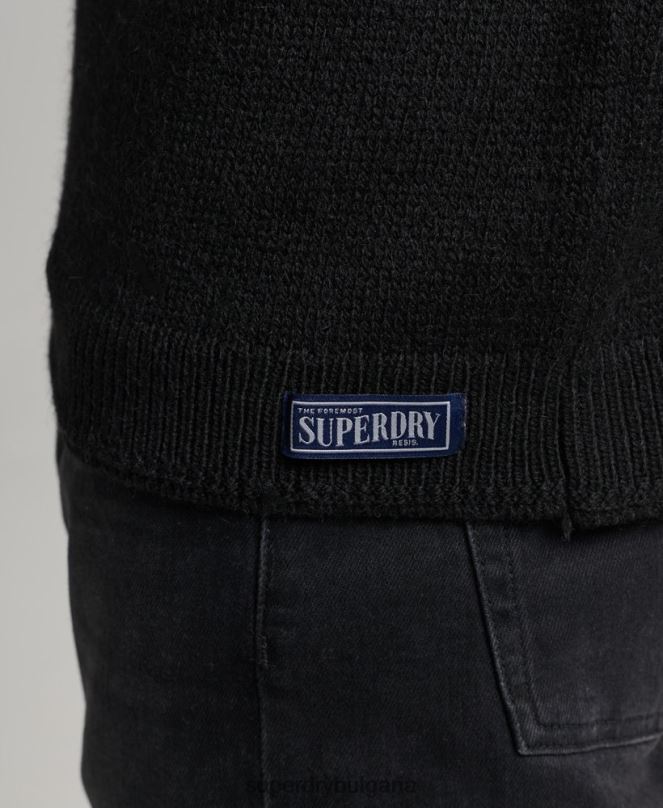 Superdry облекло N00H5246 черен мъже плетен пуловер Fairisle Crew