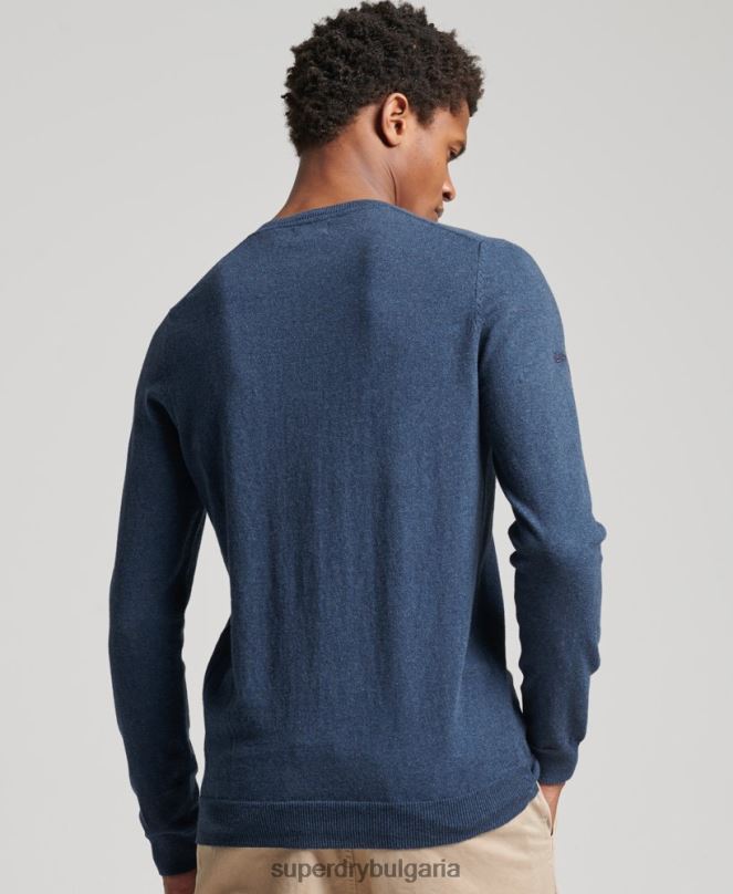 Superdry облекло N00H5248 син мъже реколта от органичен памук и смес от кашмир