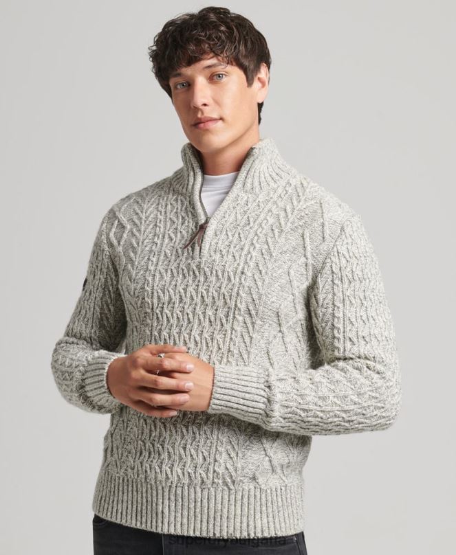 Superdry облекло N00H5249 сиво мъже Джейкъб Хенли джъмпер