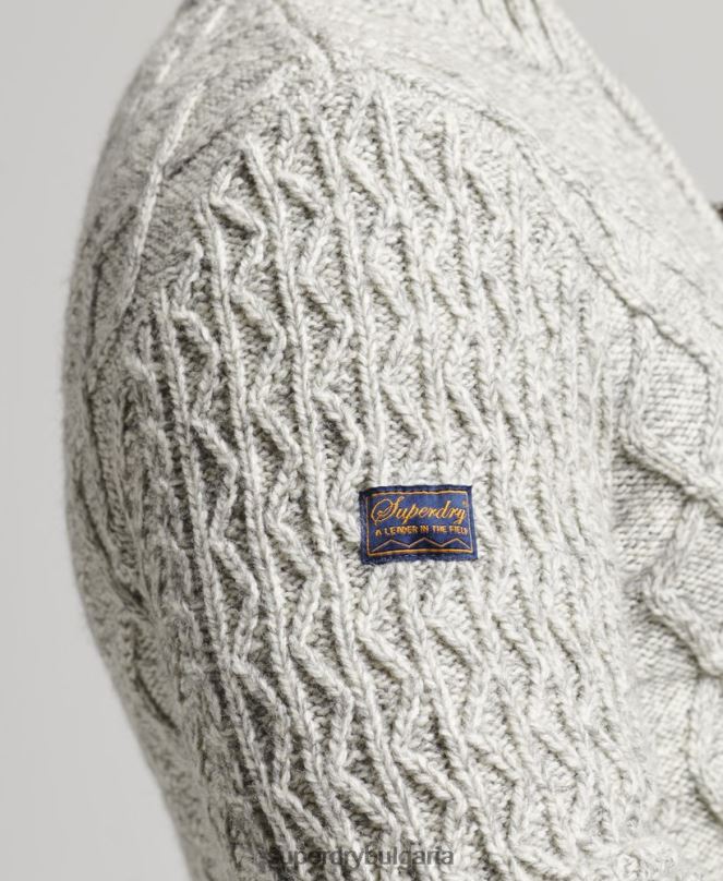 Superdry облекло N00H5249 сиво мъже Джейкъб Хенли джъмпер