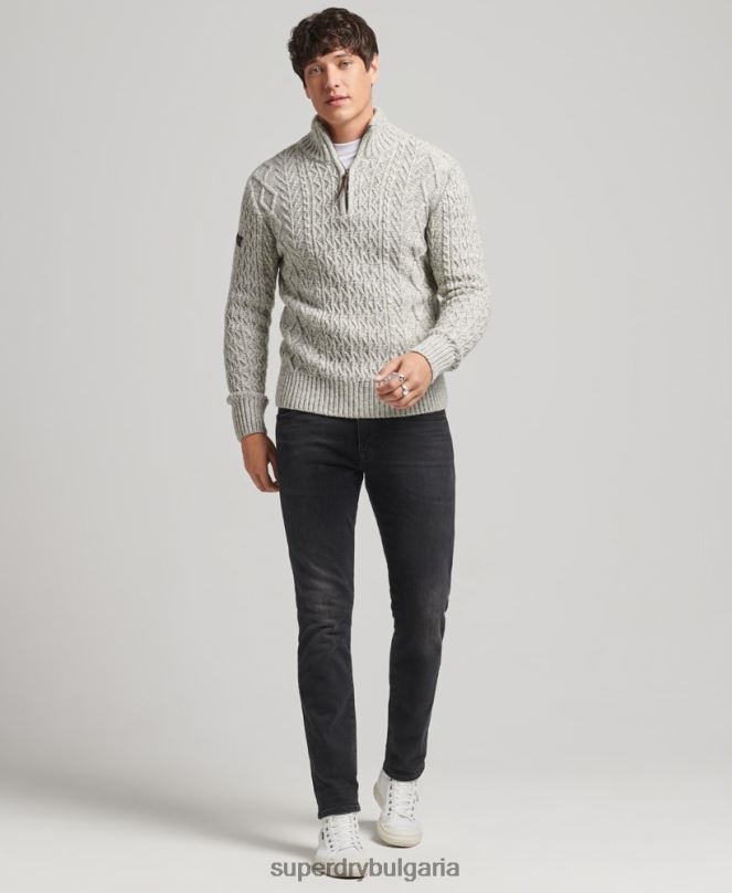 Superdry облекло N00H5249 сиво мъже Джейкъб Хенли джъмпер