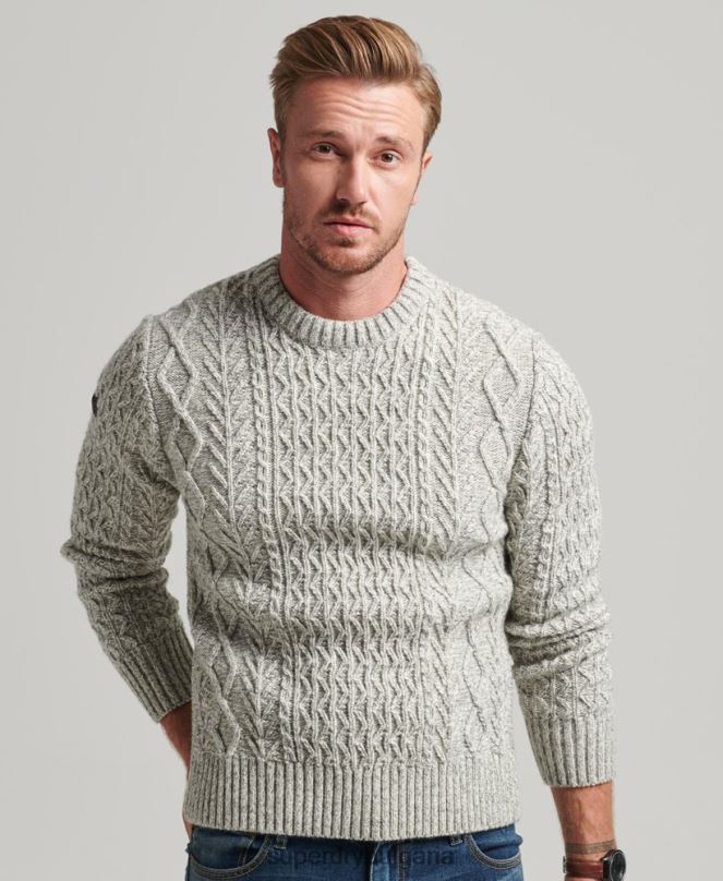 Superdry облекло N00H5250 сиво мъже jacob cable crew jumper
