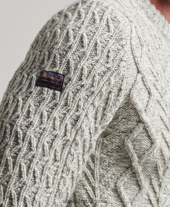 Superdry облекло N00H5250 сиво мъже jacob cable crew jumper