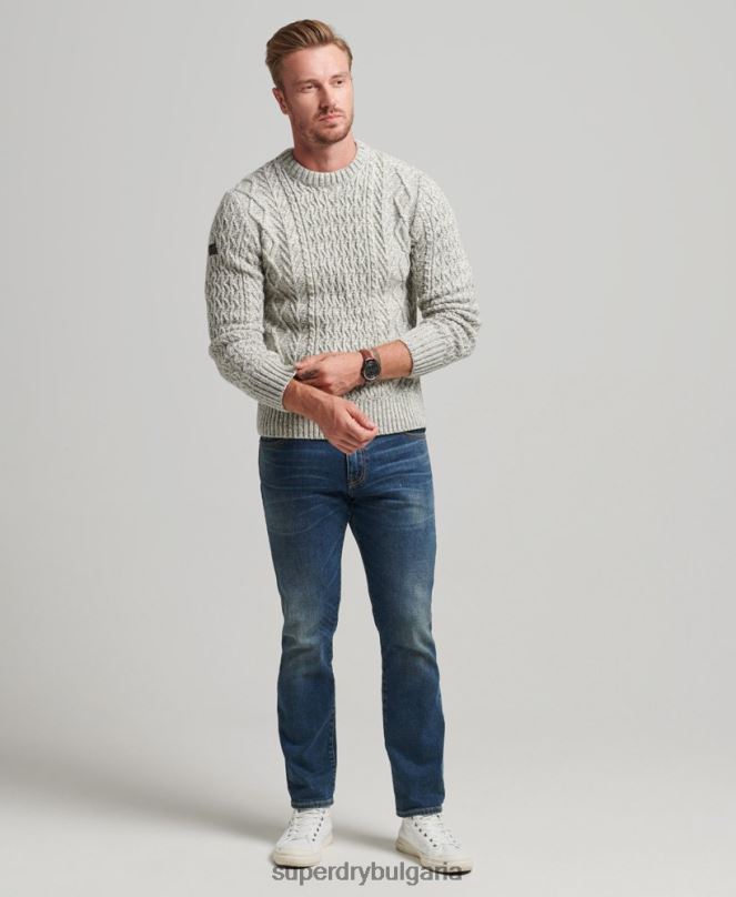 Superdry облекло N00H5250 сиво мъже jacob cable crew jumper