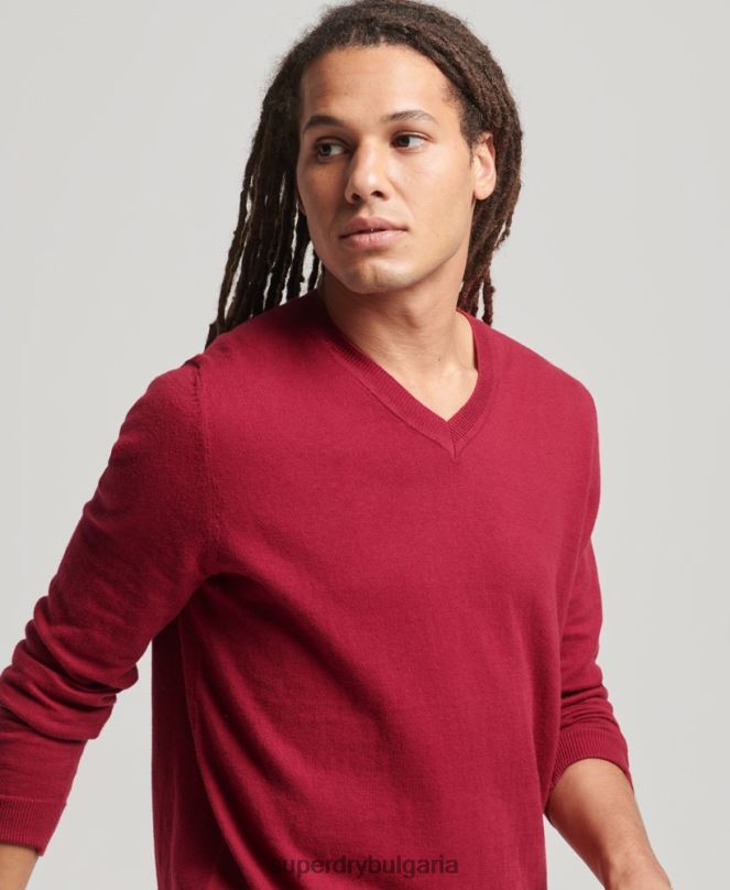 Superdry облекло N00H5251 червен мъже реколта от органичен памук и смес от кашмир