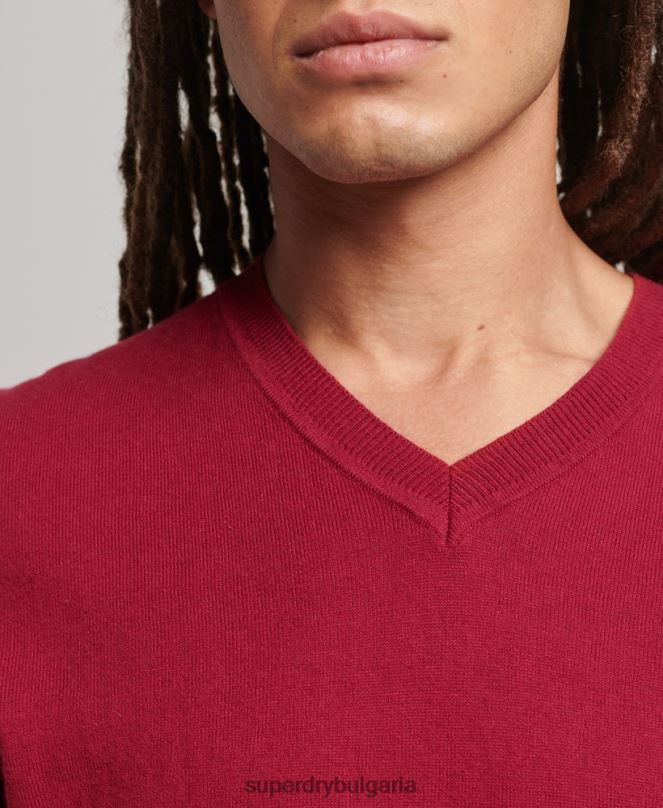 Superdry облекло N00H5251 червен мъже реколта от органичен памук и смес от кашмир