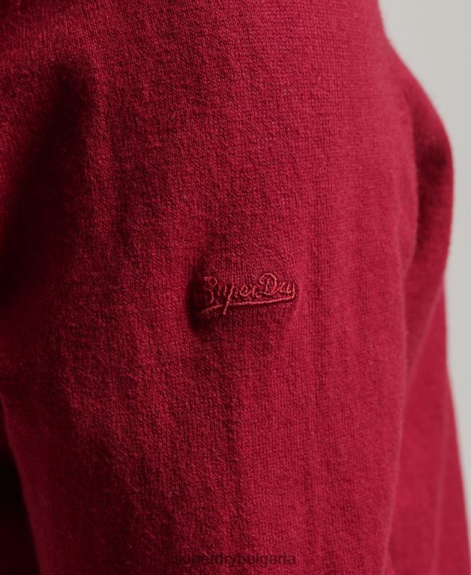 Superdry облекло N00H5251 червен мъже реколта от органичен памук и смес от кашмир