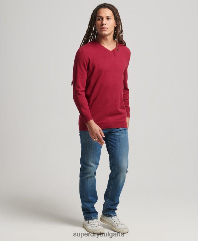 Superdry облекло N00H5251 червен мъже реколта от органичен памук и смес от кашмир