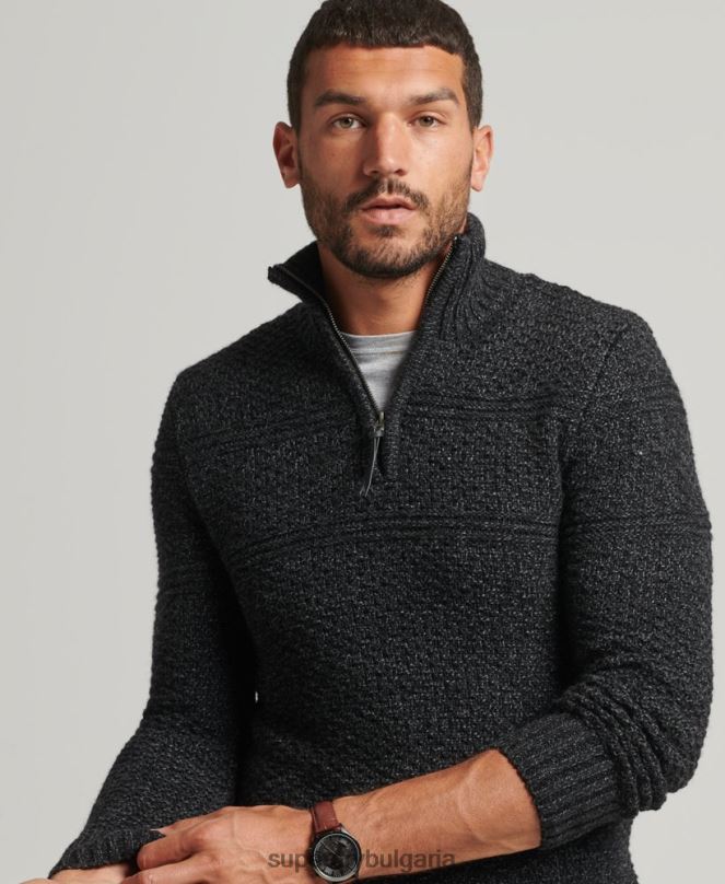 Superdry облекло N00H5253 черен мъже Джейкъб Хенли джъмпер