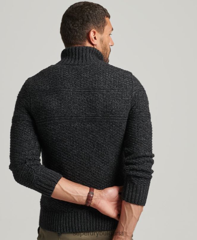 Superdry облекло N00H5253 черен мъже Джейкъб Хенли джъмпер