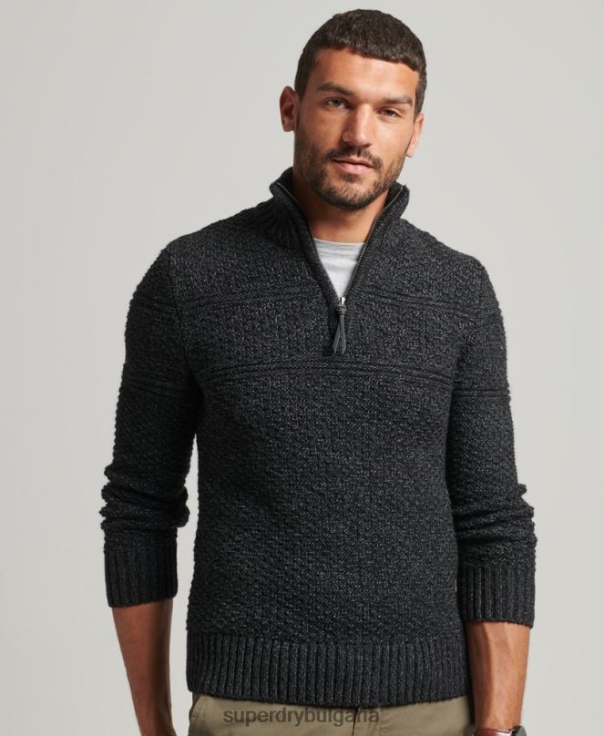 Superdry облекло N00H5253 черен мъже Джейкъб Хенли джъмпер